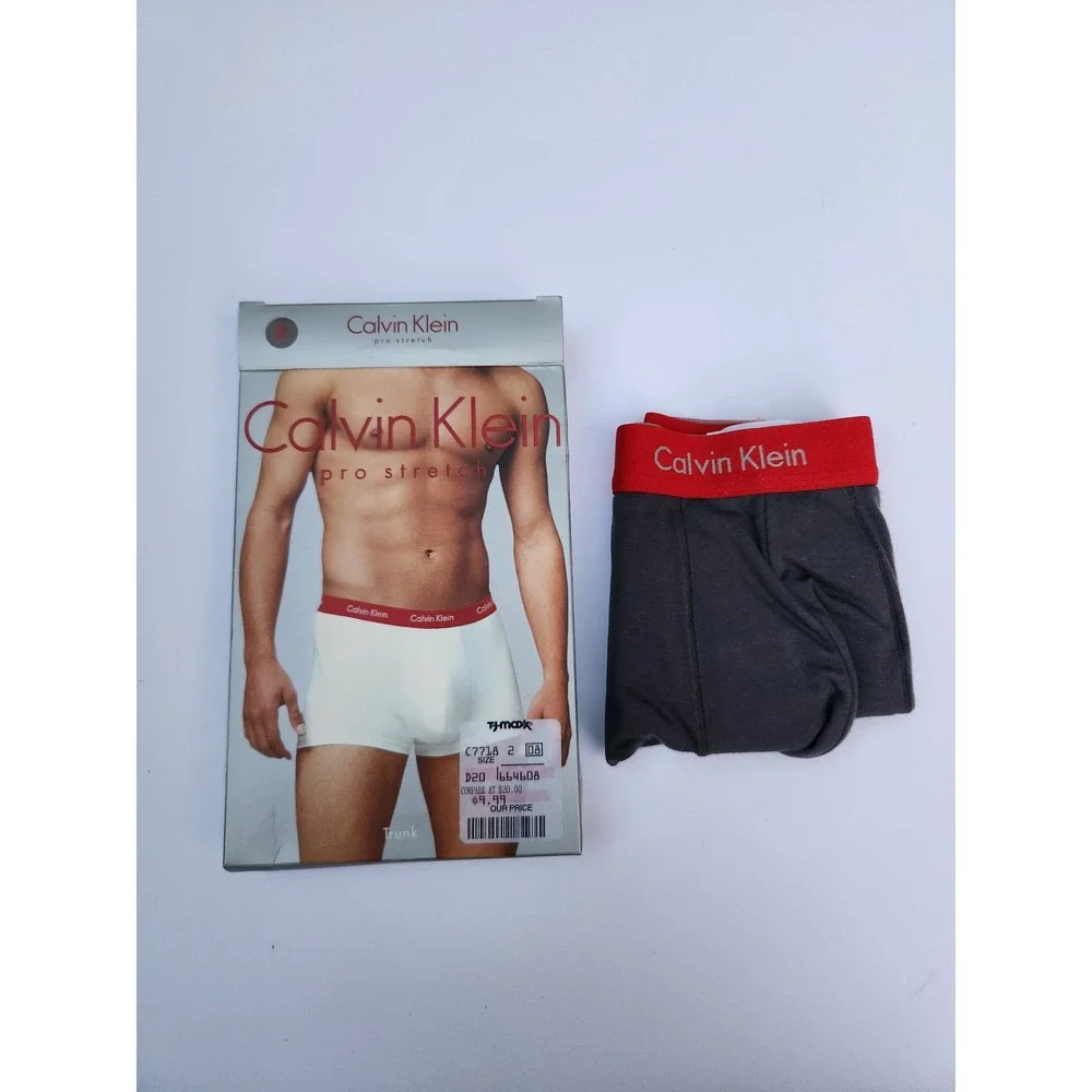 Calvin Klein Pro Stretch‎ Trunk Charcoal Grey Red Logo U7051 2008 Mens Size S